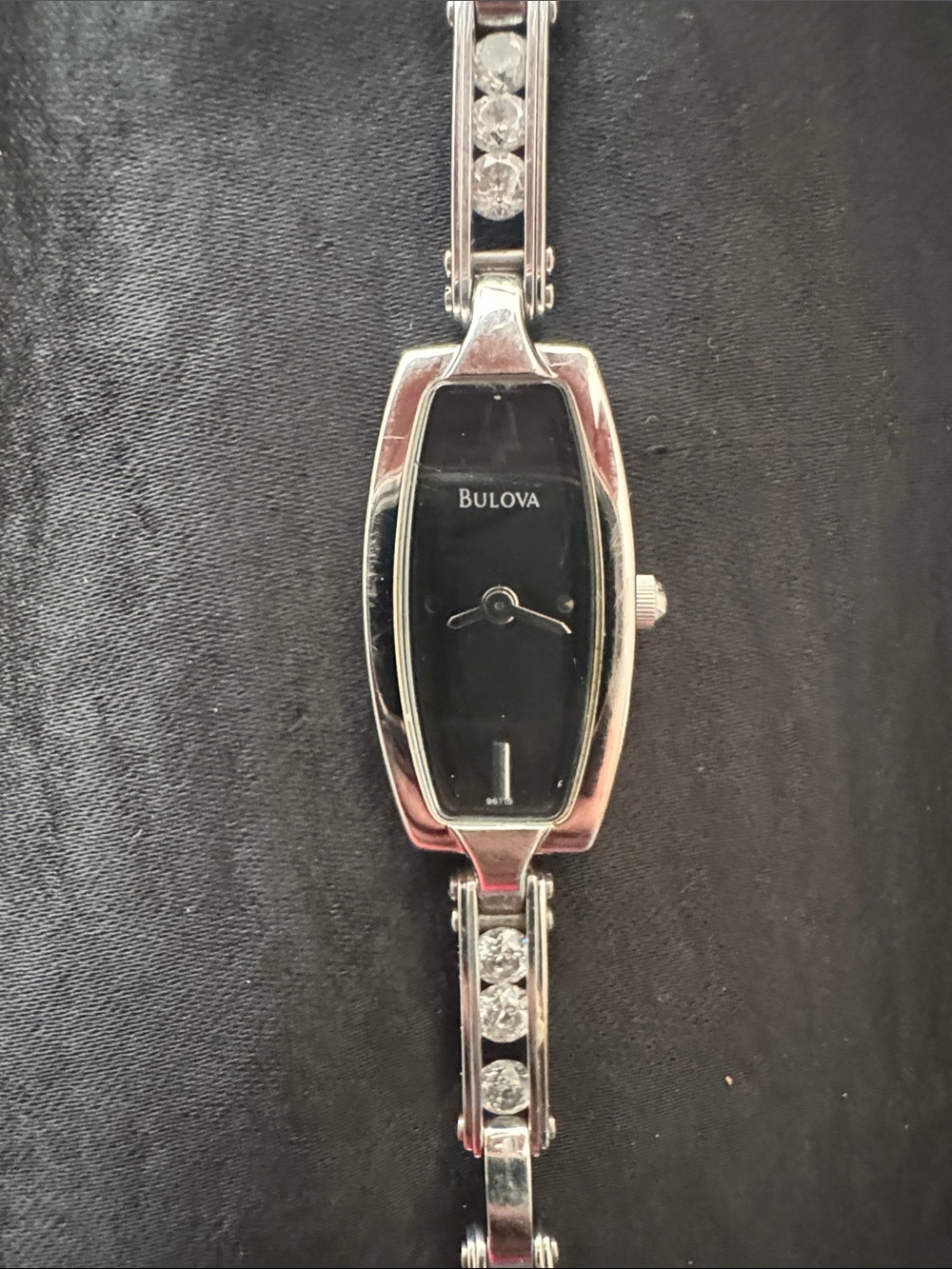 Bulova Silver Bracelet Watch with Black Dial